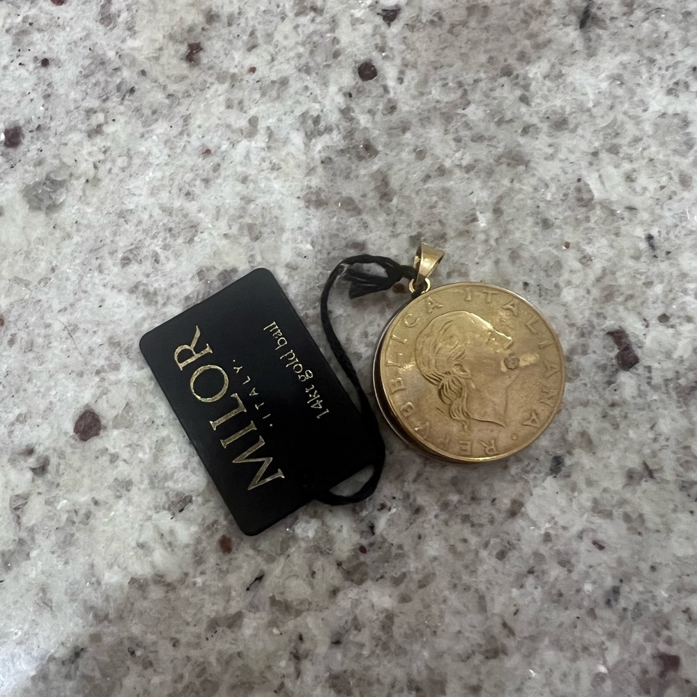 Milor 14kt gold bail coin pendant for necklace or bracelet